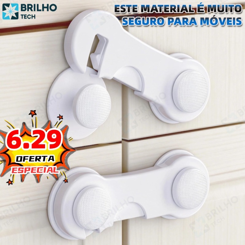 Kit 10 Travas Para Gaveta Porta Armário Segurança Bebê - Opção de cores