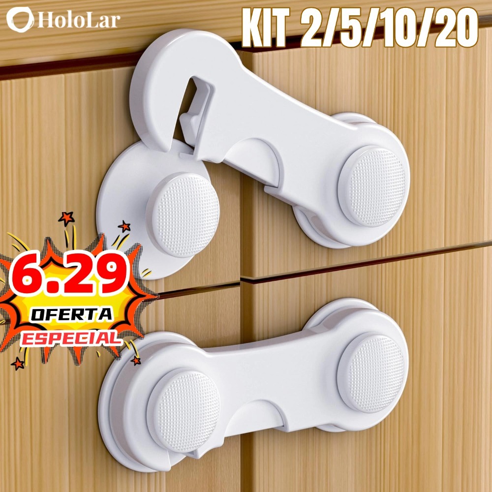 Kit 2/5/10 Travas Para Gaveta Porta Armário Segurança Bebê - Opção de cores HL
