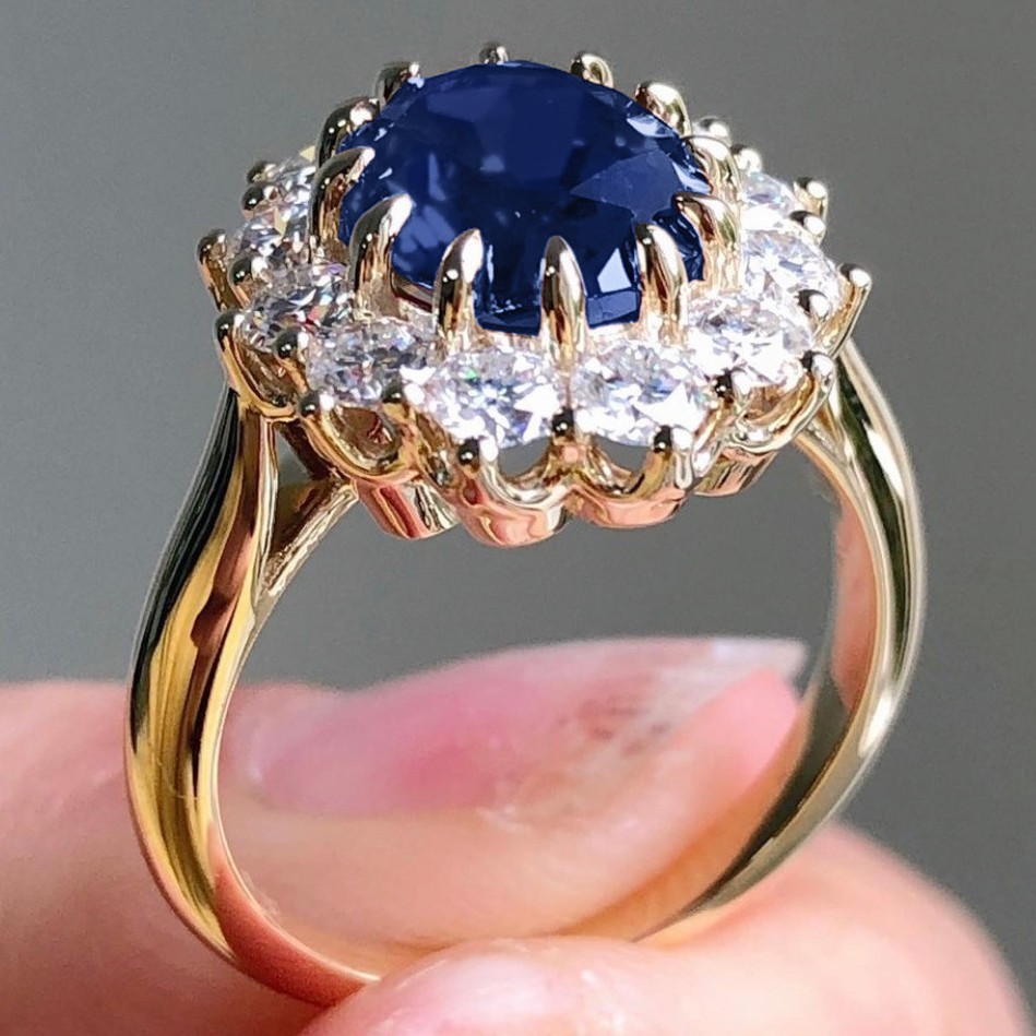 Fedsolife Anel Diamante Safira Anel Moda Simples Senhoras Joias de Diamante Anel de Diamante de Casamento