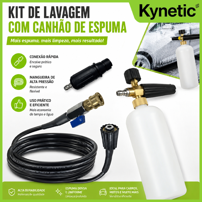 Mangueira Alta Pressão c/ Registro, Bico e Snow Foam p/ WAP Electrolux Lavor Tekna