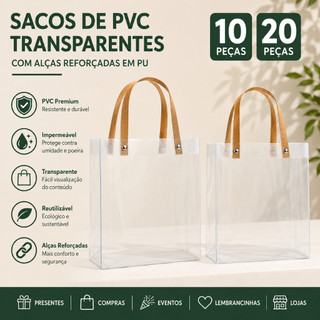10/20 Sacolas Transparentes Foscas para Presente e Lembrancinha Festa Elegante Reforçada