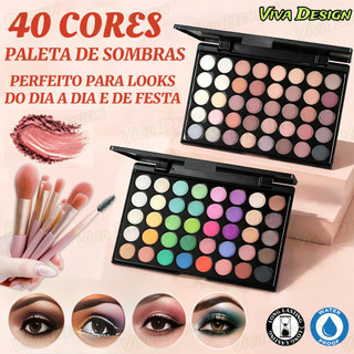 Paleta de Sombras com 40 Cores - Acabamento Matte e Shimmer, Alta Pigmentação, Efeito Esfumado e Longa Duração.