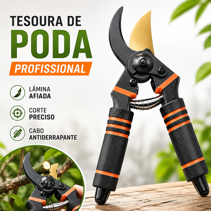 Tesoura de Poda para Galhos Multiplicador de Força Aço Carbono Profissional