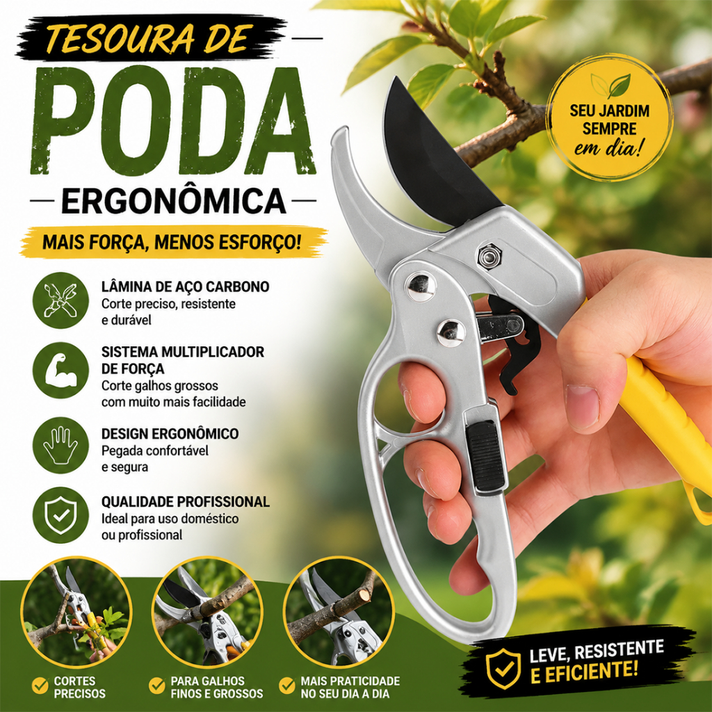 Tesoura Ergonômicas De Poda Galhos Com Multiplicador De Força Aço Carbono