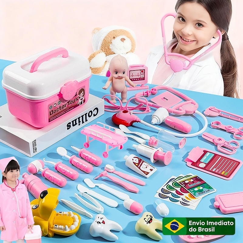 65 peças conjunto de brinquedos médicos simulados brinquedos educativos infantis médicos equipados com caixa médica