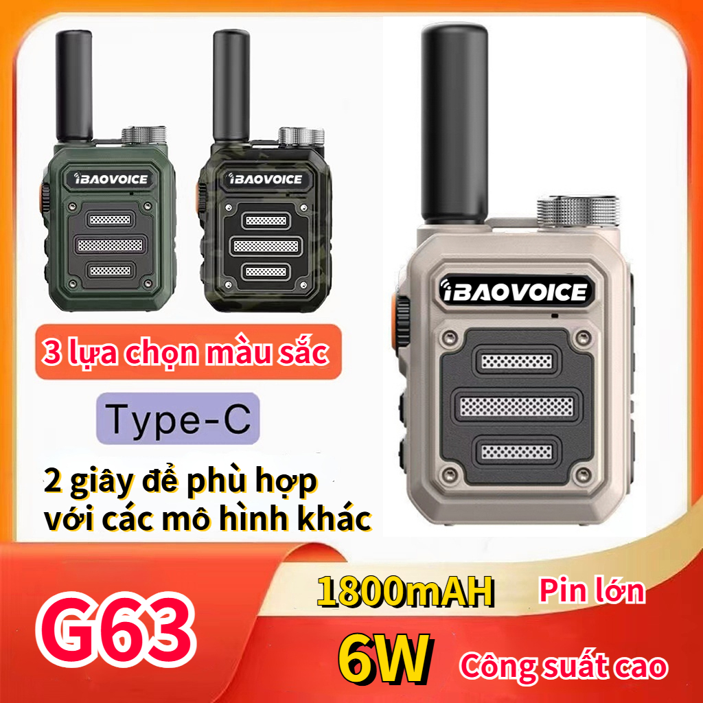 iBAOVOICE Mini Walkie Talkie , Rádio G63 , Função De Frequência De Cópia , UHF 400-470 Mhz , Tempo De Espera Ultralongo 