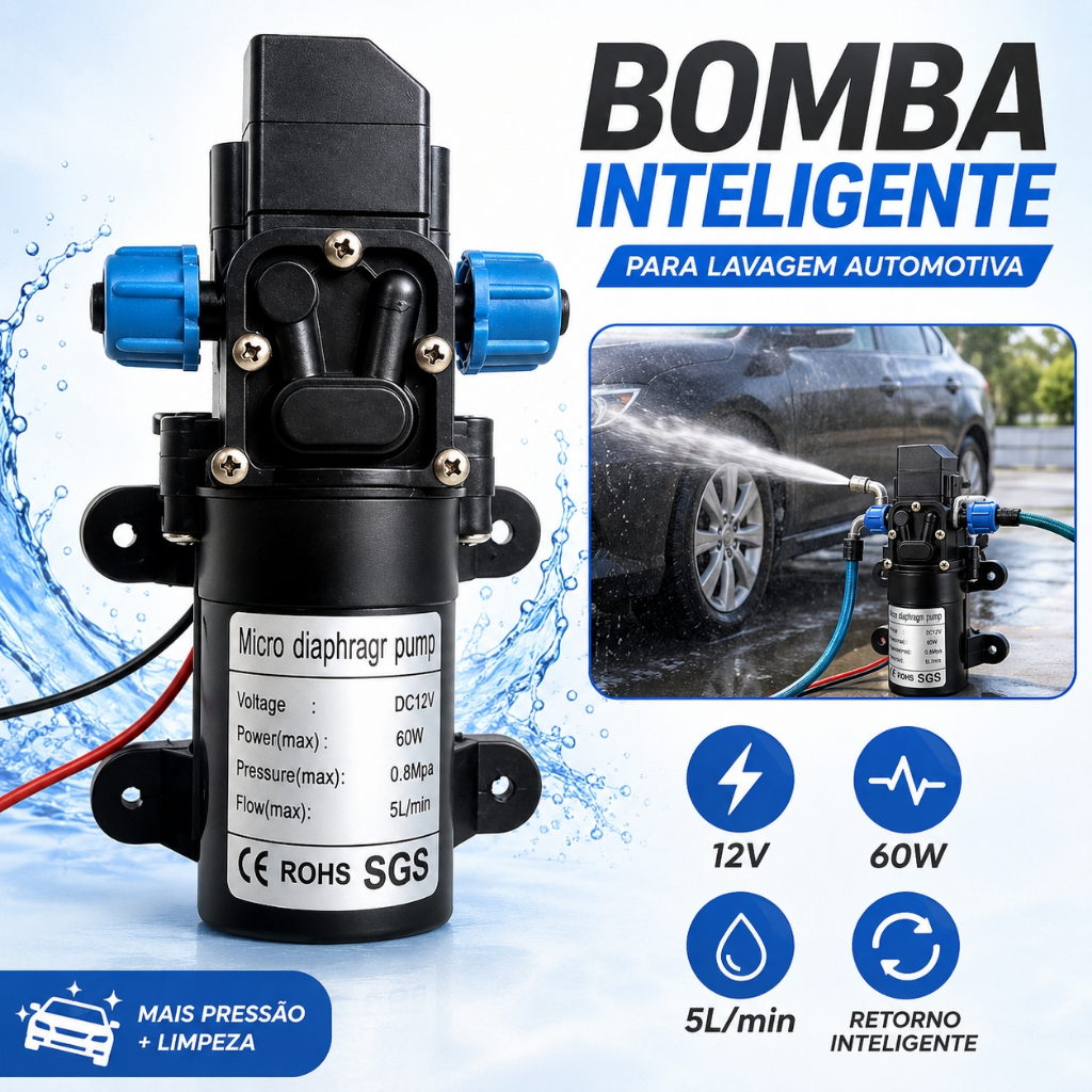 Bomba de Água 60w 110psi 12v Muito Forte Vazão 5L/m Pressão