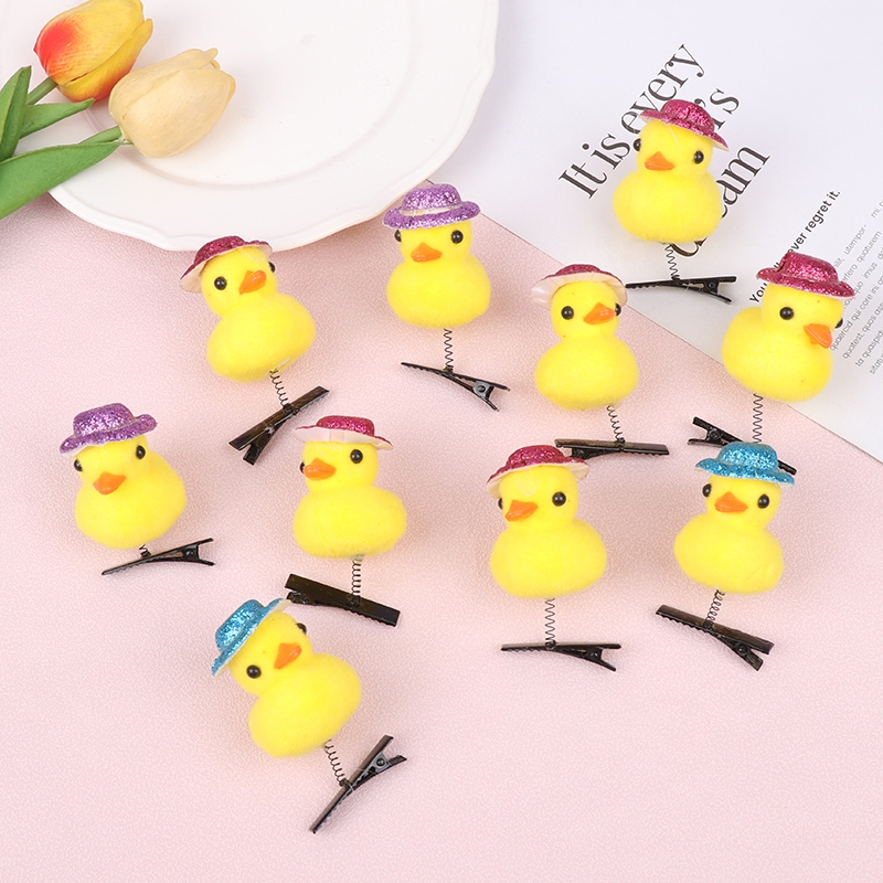 Chapéu Dos Desenhos Animados Pato Amarelo Engraçado Crianças Pequeno Pelúcia Hairpin Moda Animal Duckbill Clipe Acessóri