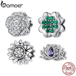 Bamoer S925 Pingente Retro E Simples Série Contas De Plantas Para Jóias De Moda Diy Bracelete
