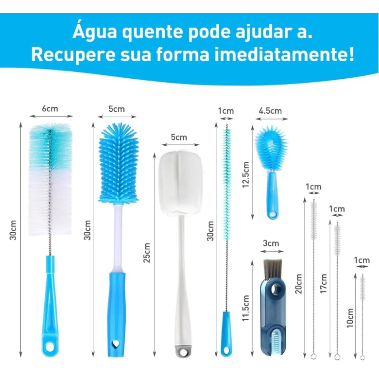 Kit Conjunto De 9 Escovas De Limpeza Multiuso Com Cabo Longo, Escova De Canudo, Escova De Limpeza De Copos