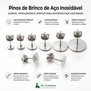 100pcs/Lote Prateado Aço Inoxidável Em Branco Brinco Posto Base Com Plugues Para Brincos Orelha Traseira Confecção