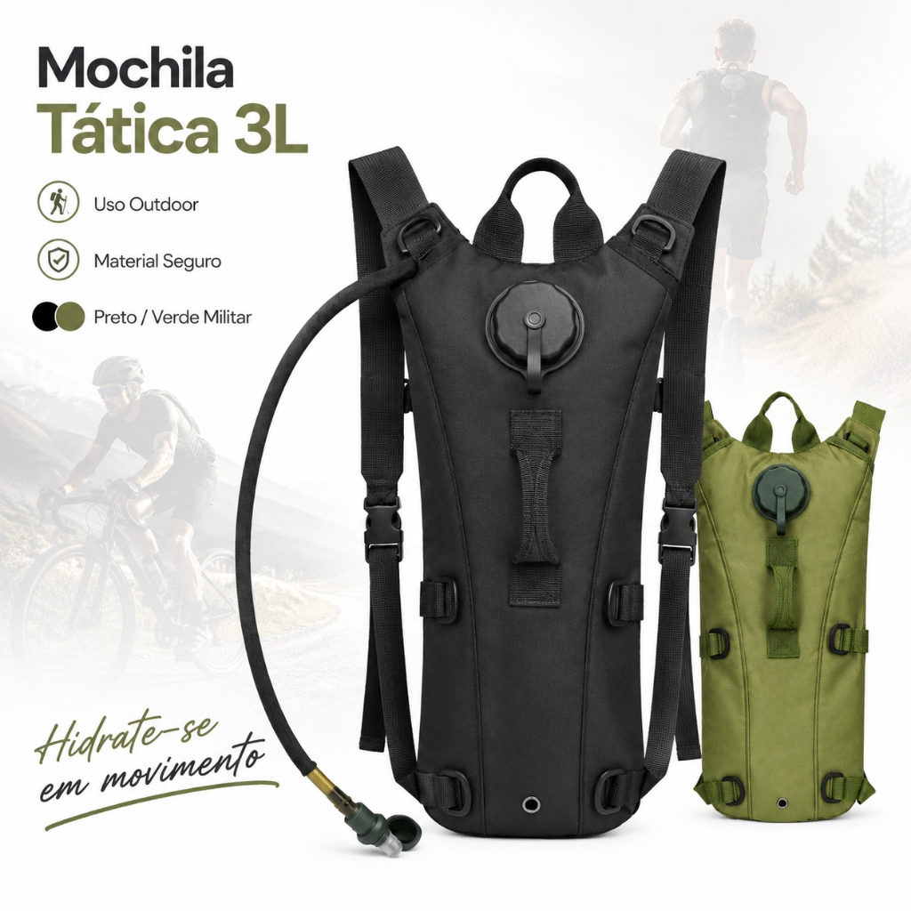 Mochila De Hidratação 3 Litros Impermeável Bolsa Água Refil Ciclismo Camelbak Trilha Caminhada
