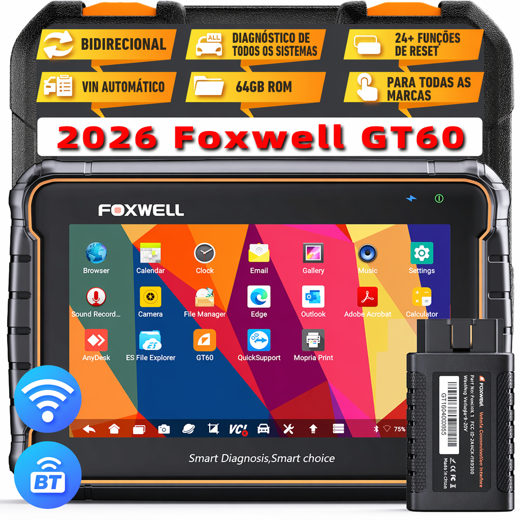 Scanner Automotivo OBD2 Bluetooth Foxwell GT60 Diagnóstico Completo do Sistema, 24 Serviços de Redefinição Profissional