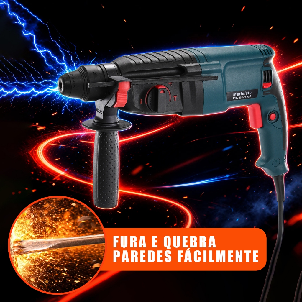 Furadeira De Martelo Rotativo Multifuncional E Disjuntor De Demolição | 800W Doméstico (Modelo 20)/1300W Industrial (26)