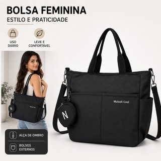 Bolsa De Ombro Feminina Grande Tipo Sacola Universitária Material Reforçado
