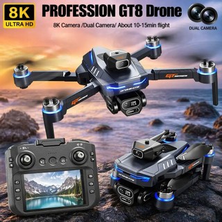 Novo GT8 Drone Profissional 8K Grande Angular Câmera Dupla Aérea Tela Controle Remoto FPV Evitar Obstáculos Dobrável Qua