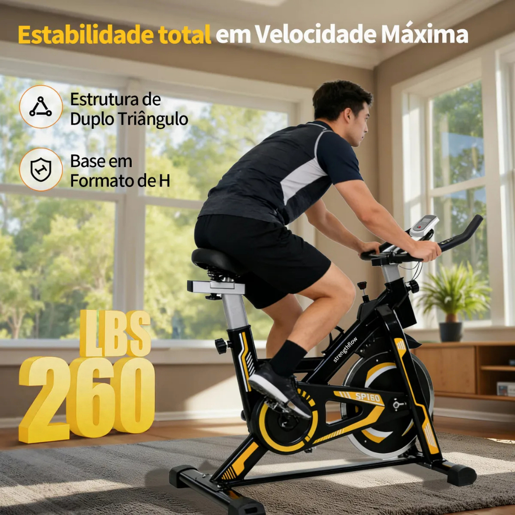 Bicicleta Bike Ergometrica Spinning Academia Fitness Profissional 150kg Para Fitness Profissional e Treino Esportivo