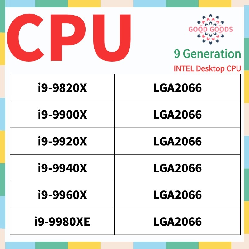 i9-9820X 9900X 9920X 9940X 9960X 9980XE 9a Geração INTEL Core Desktop CPU LGA2066