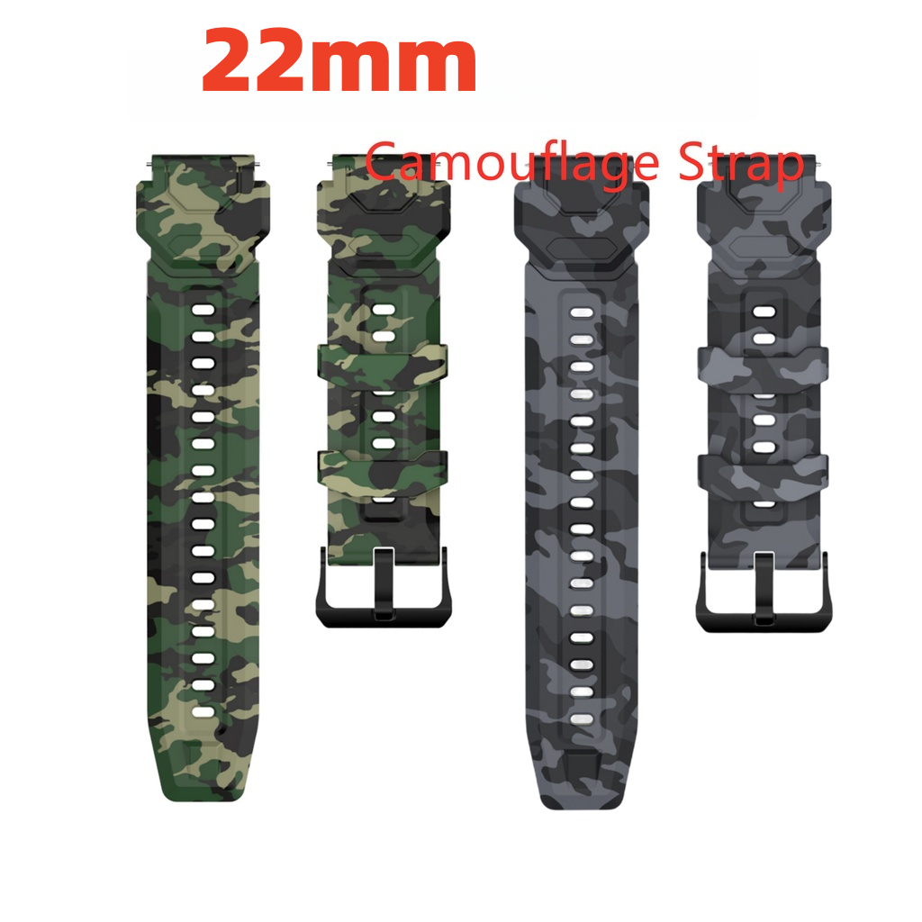 Smartwatch Relógio Inteligente Com Pulseira De Camuflagem De Silicone Removível De 22 Mm Esportiva Multicolorida
