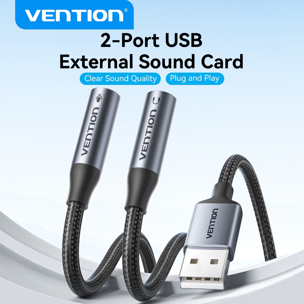 Vention Placa De Som USB Externa 2.1 Áudio 48KHz Para PC Notebook PS4 Xbox