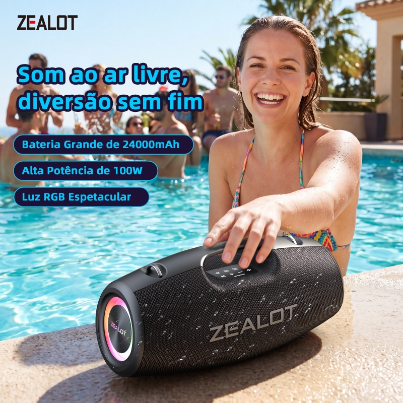 ZEALOT S78 Alto-Falante Bluetooth 24000mAh100W Portátil Sem Fio Karaokê Com Microfone À Prova Dwaterproof Água Ao Ar Liv