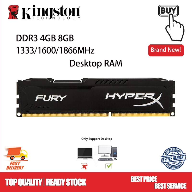 Desktop Ram Kingston HyperX FURY DDR3 4GB/8GB 1.5V 1333MHz/1600Mhz/1866Mhz 240Pin DIMM Memória De Mesa