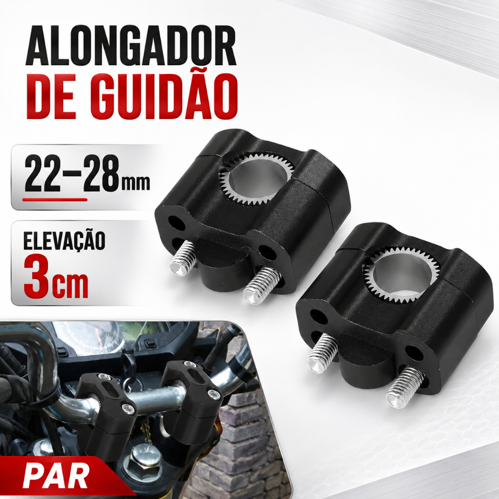 Extensor de Guidão Universal Adaptador 22mm e 28mm Compatível Honda YBR Suporte Para Guidão de Moto