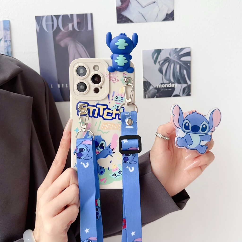 Capa De Desenho Animado Bowknot Stitch Para Samsung S25 S24 Note9 S23 S22 S25 Note20 S10 S21 S20 S7 S9 S8 Plus Ultra Cut