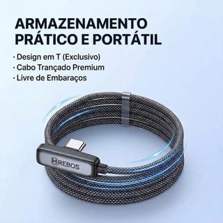 HREBOS Cotovelo Cabo de Dados de Carregamento Rápido 240W Jogo de Jogos de Alta Potência Dedicado Durável Trançado Tipo-