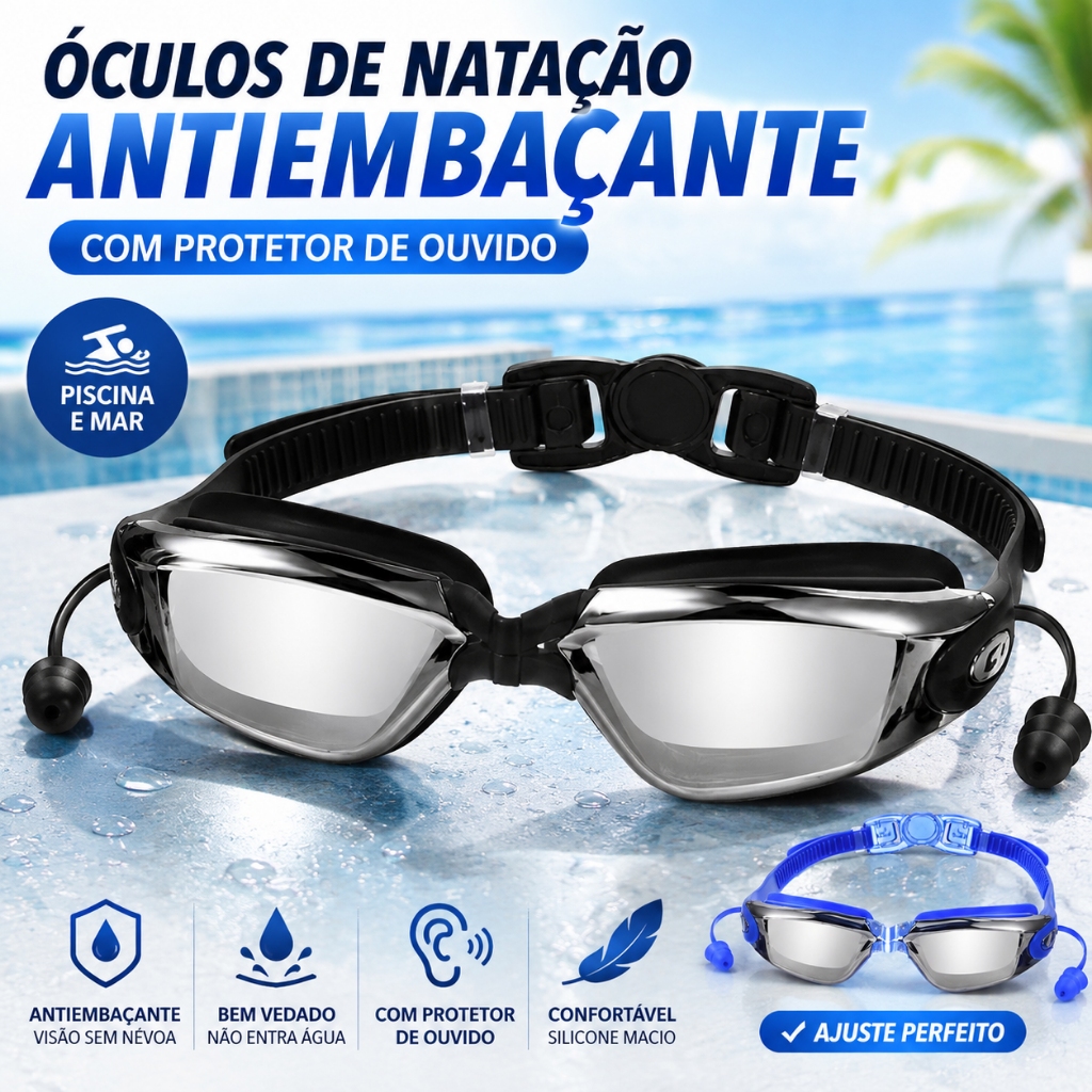 Professional Anti-fog Swimming Goggles with Earplugs Diving Goggles for Pool Sea