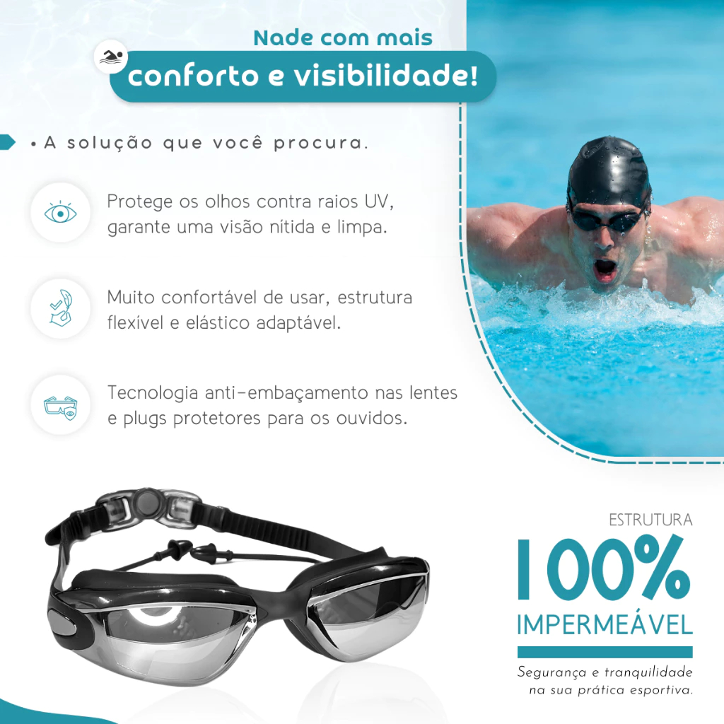 Professional Anti-fog Swimming Goggles with Earplugs Diving Goggles for Pool Sea