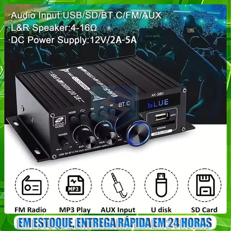 AK380 Amplificador Bluetooth HIFI De 800 W Amplificador De Áudio Estéreo De Canal Duplo