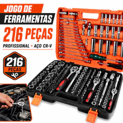 Jogo De Ferramentas Kit 216 Peças Profissional Maleta Chaves - Envio Rápido