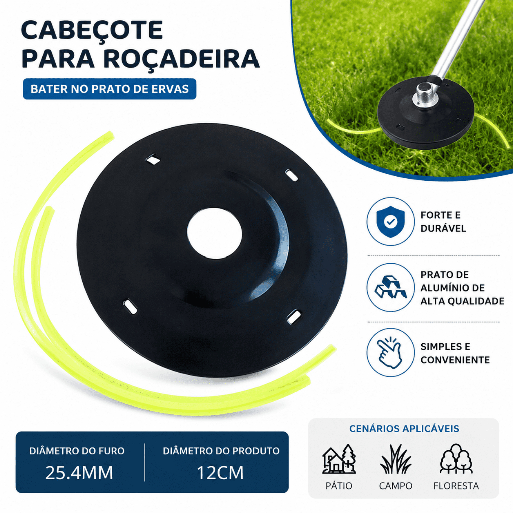 Carretel Metálico Magnésio Roçadeiras Universal 4 Fios Nylon