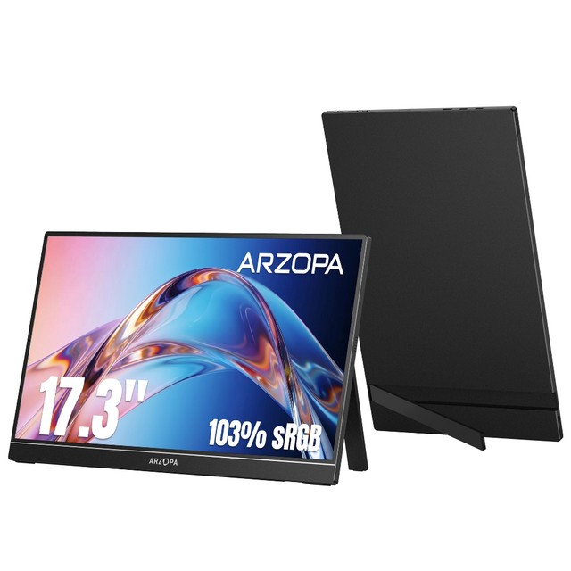 Monitor Portátil ARZOPA , 17.3'A1M 1080P FHD HDR IPS Tela De Computador De Jogos HDMI USB C , Externo Para Cuidados