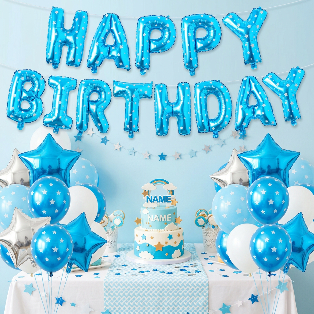 Estrela Azul De 16 Polegadas (Az) (0-9) Balão De Letras De Número Decoração De Aniversário Infantil Folha De Alumínio Su