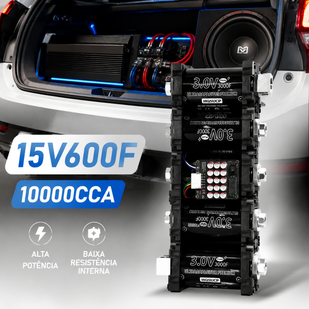 Ultracapacitor De Alta CCA 10000CCA 15V 600F 3V3000F Para Sistemas De Áudio Automotivo Sem Queda De Tensão E Placa BMS