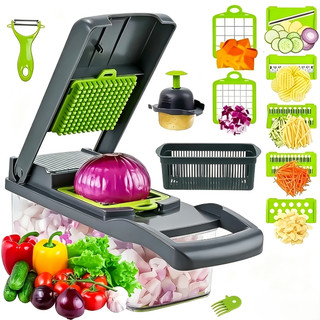 Cortador de Legumes Multifuncional 22 em 1 Múltiplas Lâminas Perfeito para Cortar Ralar e Fatiar Vegetais e Frutas