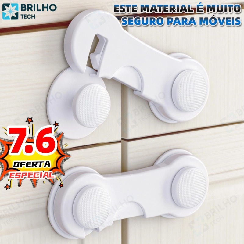Kit 10 Travas Para Gaveta Porta Armário Segurança Bebê - Opção de cores