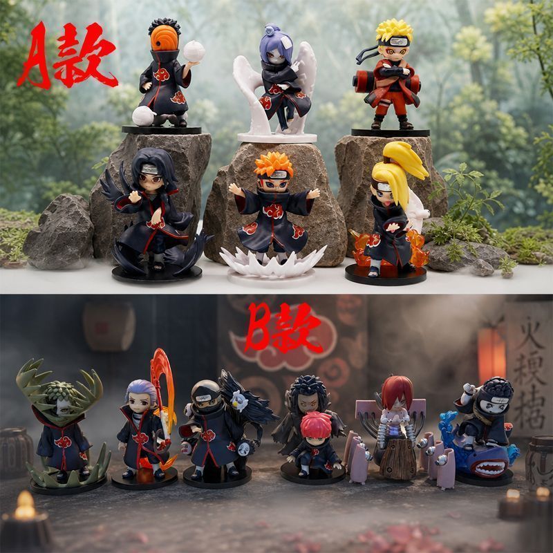6 Pçs Naruto Shippuden Akatsuki Batalha Figuras De Ação Modelo Boneca Brinquedo Estatuetas Colecionáveis Fãs Presente