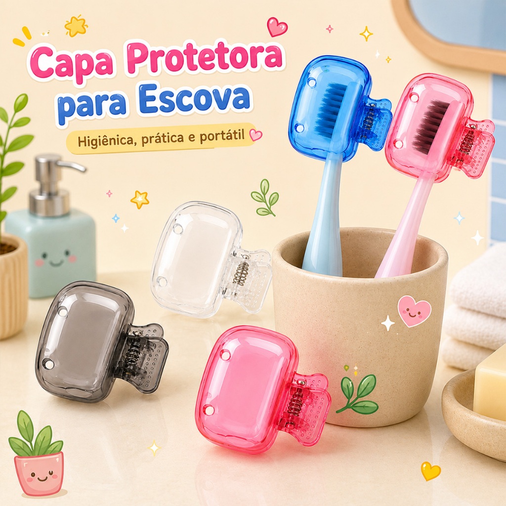 Protetor de Escova de Dentes Respirável, Anti-Mofo e Anti-Odor, Capa Portátil para Viagem