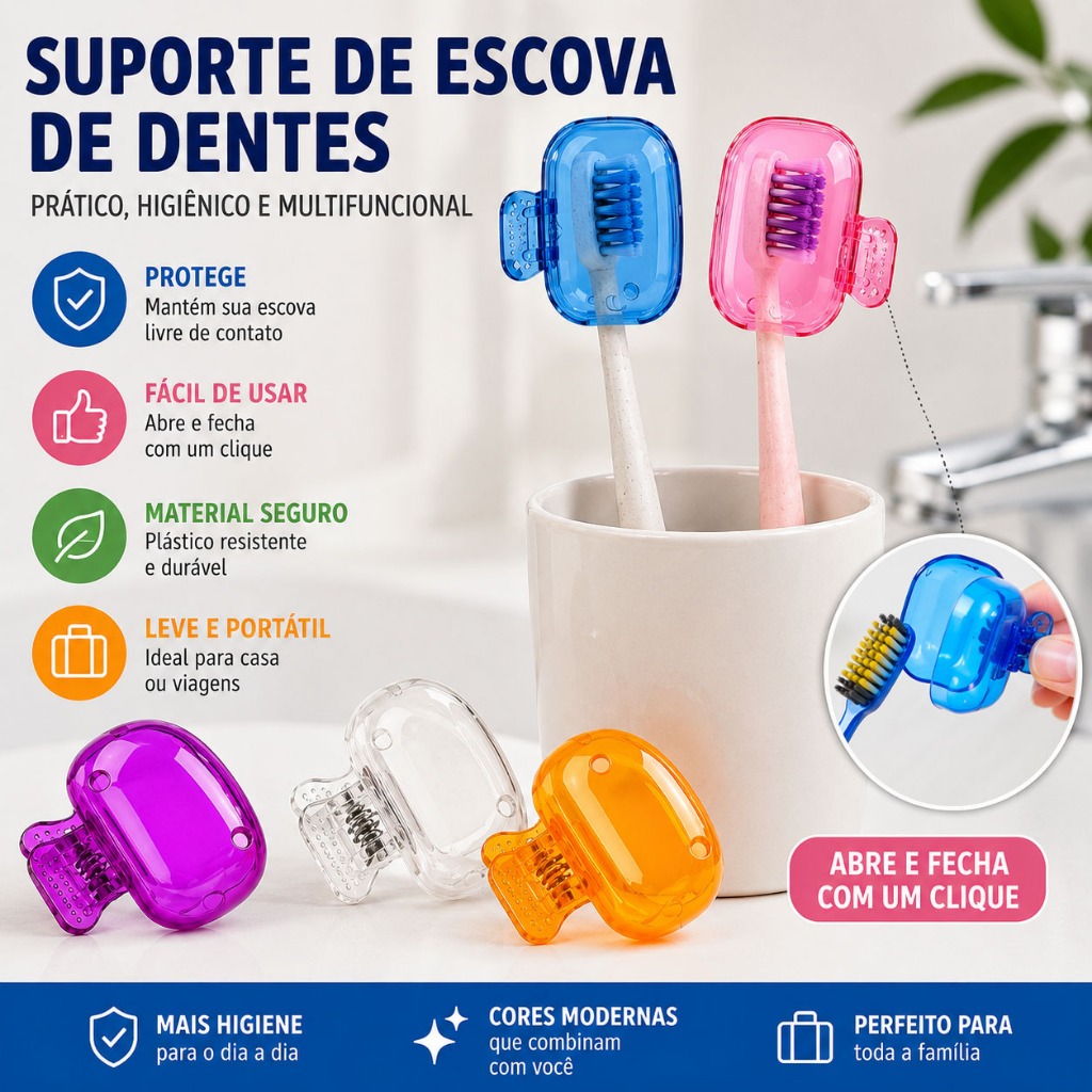Clipe De Armazenamento De Escova De Dentes Capa Protetora Para Viagem Portátil À Prova De Poeira Caso