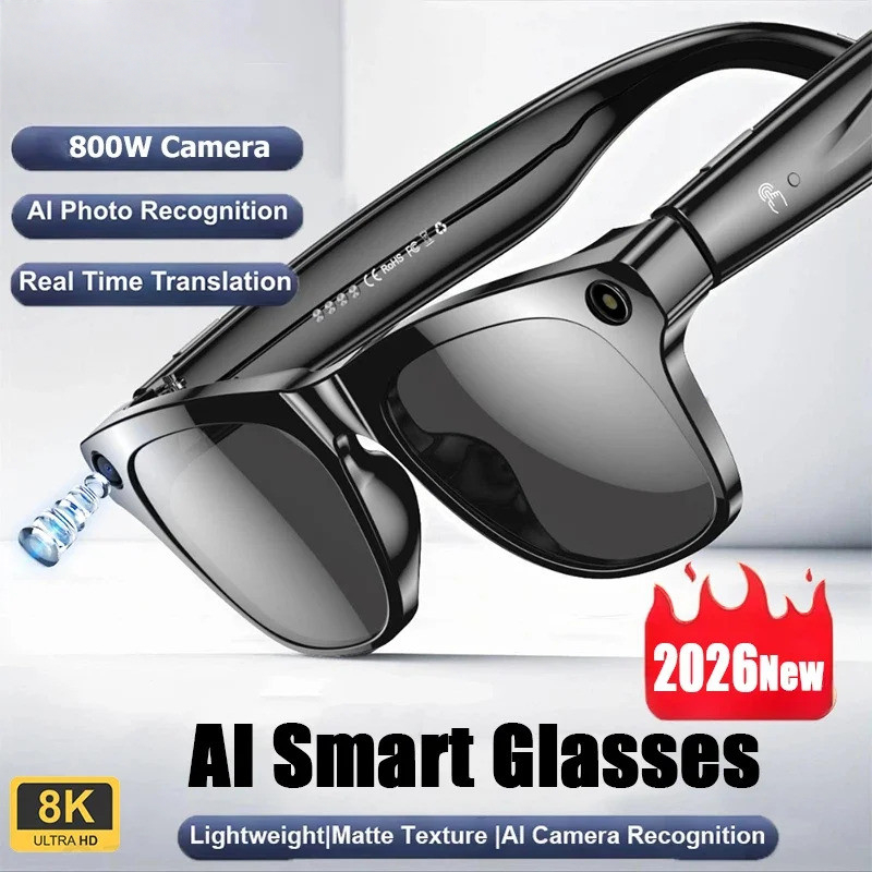 Óculos Inteligentes AI 800W HD 8K Câmera De Tiro Foto Vídeo Tradução De Chamada De Voz Bluetooth De Motocicleta