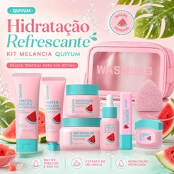 Kit Skincare Completo de Melancia QUIYUM 7 em 1 - Hidratante Esfoliante e Iluminador Facial Premium (Estoque Pronto)