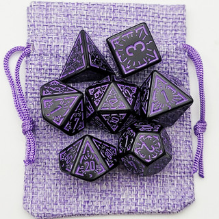 Conjunto de dados runas multifacetados com bolsa de armazenamento - adequado para jogos de RPG, D&D, Tormenta20