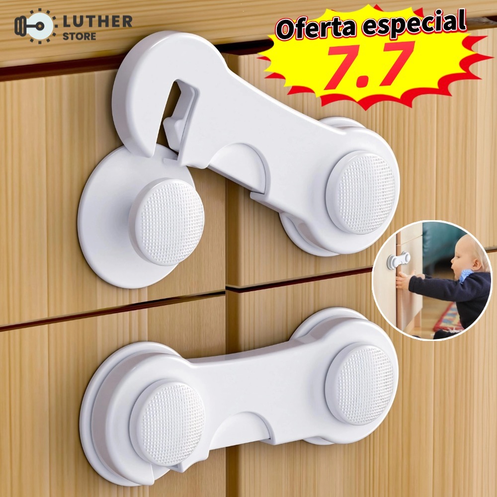 10 Trava De Gaveta Armário Porta Segurança Proteção Bebe Kit Trava Protetor Bebe Criança Adesivo 3M