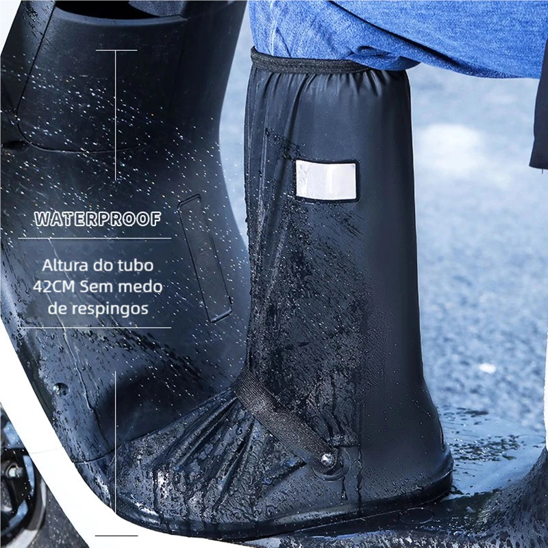Capa de Chuva para Sapato PVC Antiderrapante | Protetor Impermeável Motoqueiro com Solado Refletivo