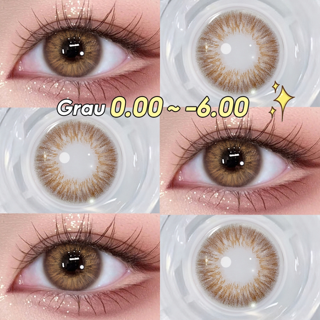 [Miopia -1.00~-6.00] Magister Lentes De Contato Coloridas Com Grau 1 Par Natural Castanho Claro Cinza Verde Azul