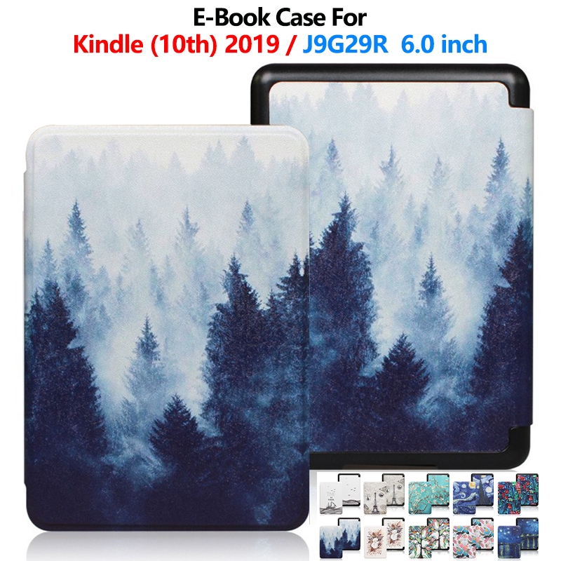 Para 2019 Kindle 10th Gen 6.0 Polegadas J9G29R À Prova De Choque Pintado Couro Flip Capa E-Book Caso