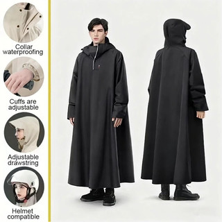 Capa de chuva impermeável, com capa de motor ajustável - longa, à prova de vento, cobertura de corpo inteiro, usada para